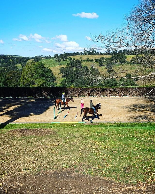 Despite broken ankle, watching the husband&rsquo;s weekly riding lesson from my verandah makes my heart warm. So proud.